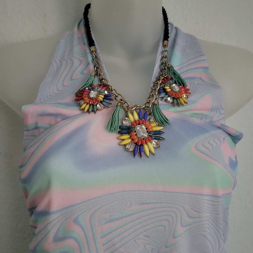Colorful Floral Statement Necklace